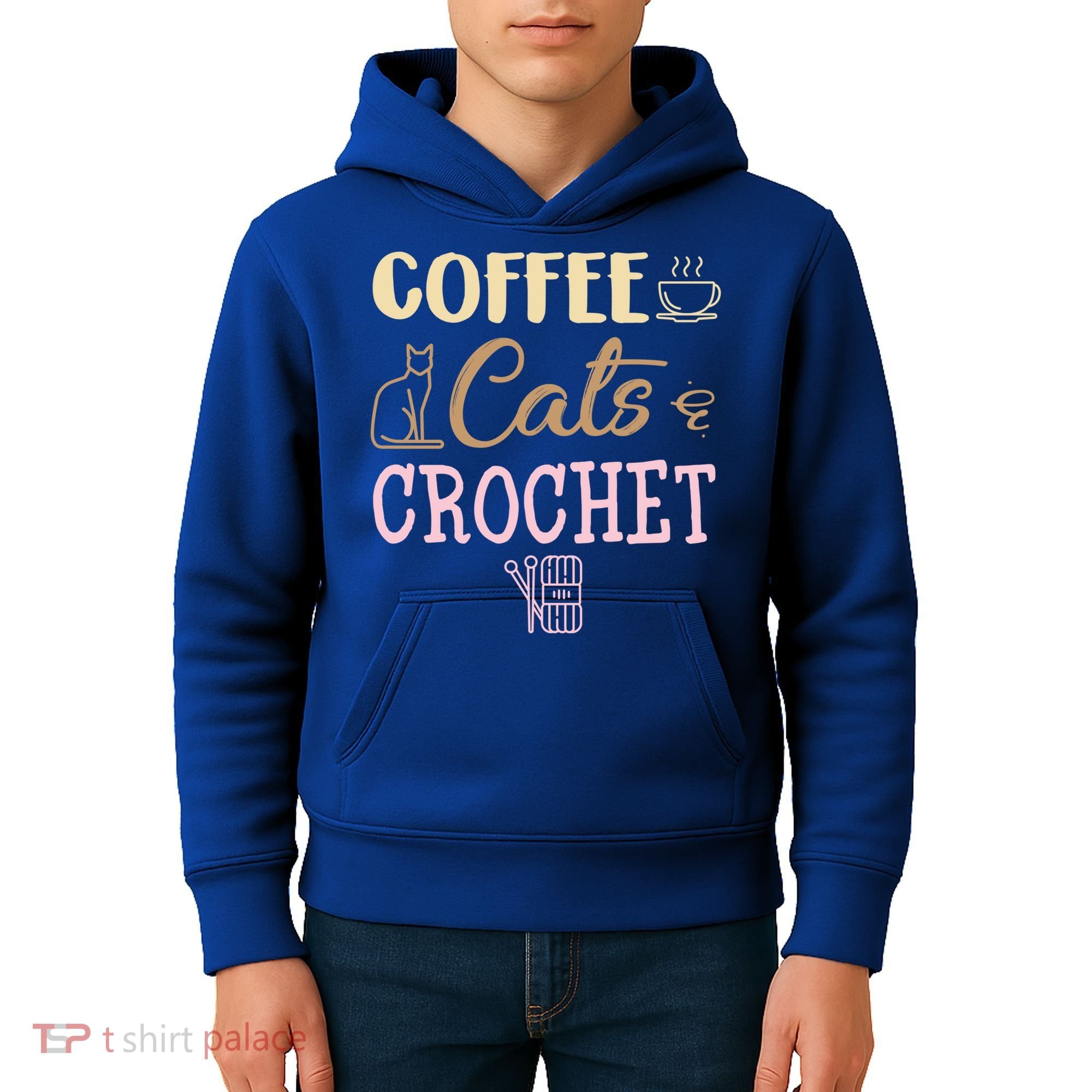 Coffee Cats And Crochet Knitting And Crocheting For Cat Lovers Meaningful Gift Kids Hoodie
