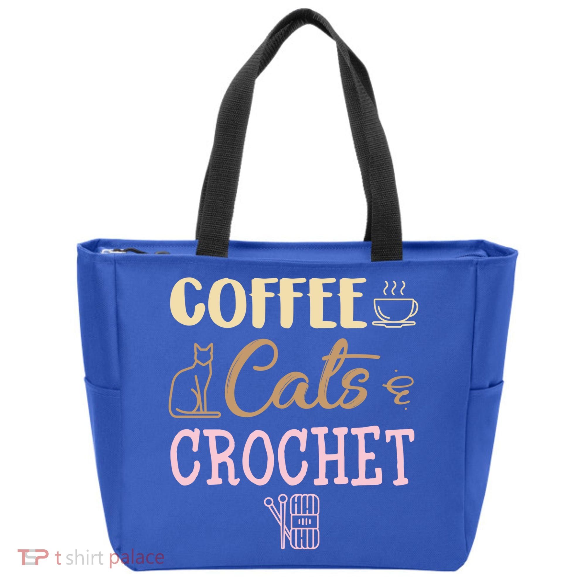 Coffee Cats And Crochet Knitting And Crocheting For Cat Lovers Meaningful Gift Tote Bag