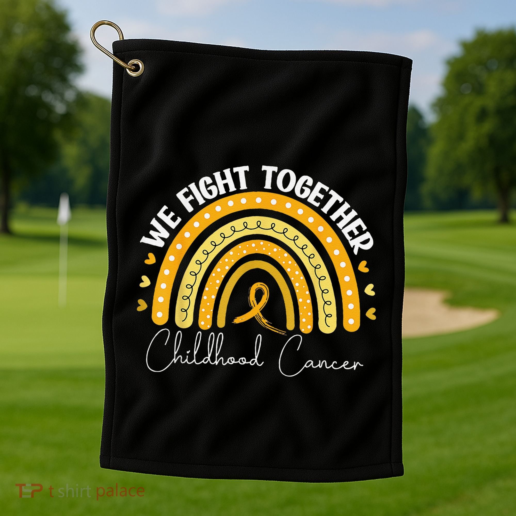 Childhood Cancer Awareness Gold Ribbon Golf Towel