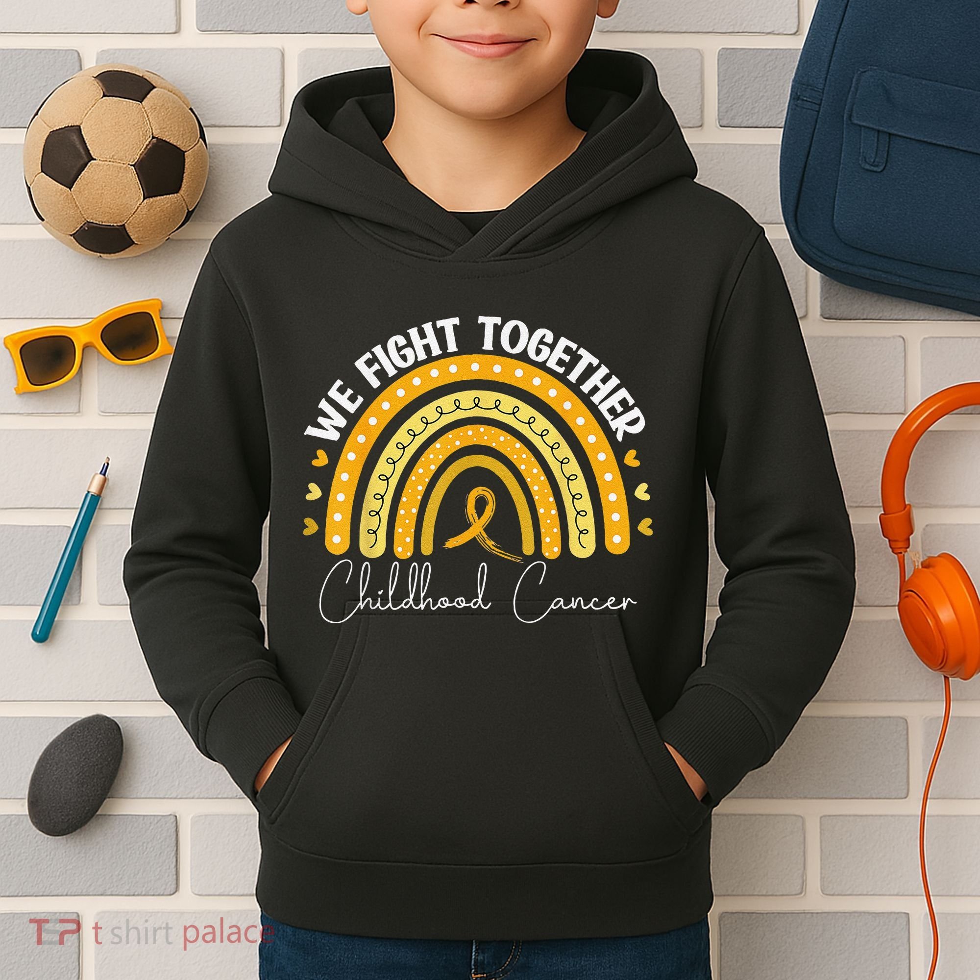 Childhood Cancer Awareness Gold Ribbon Kids Hoodie
