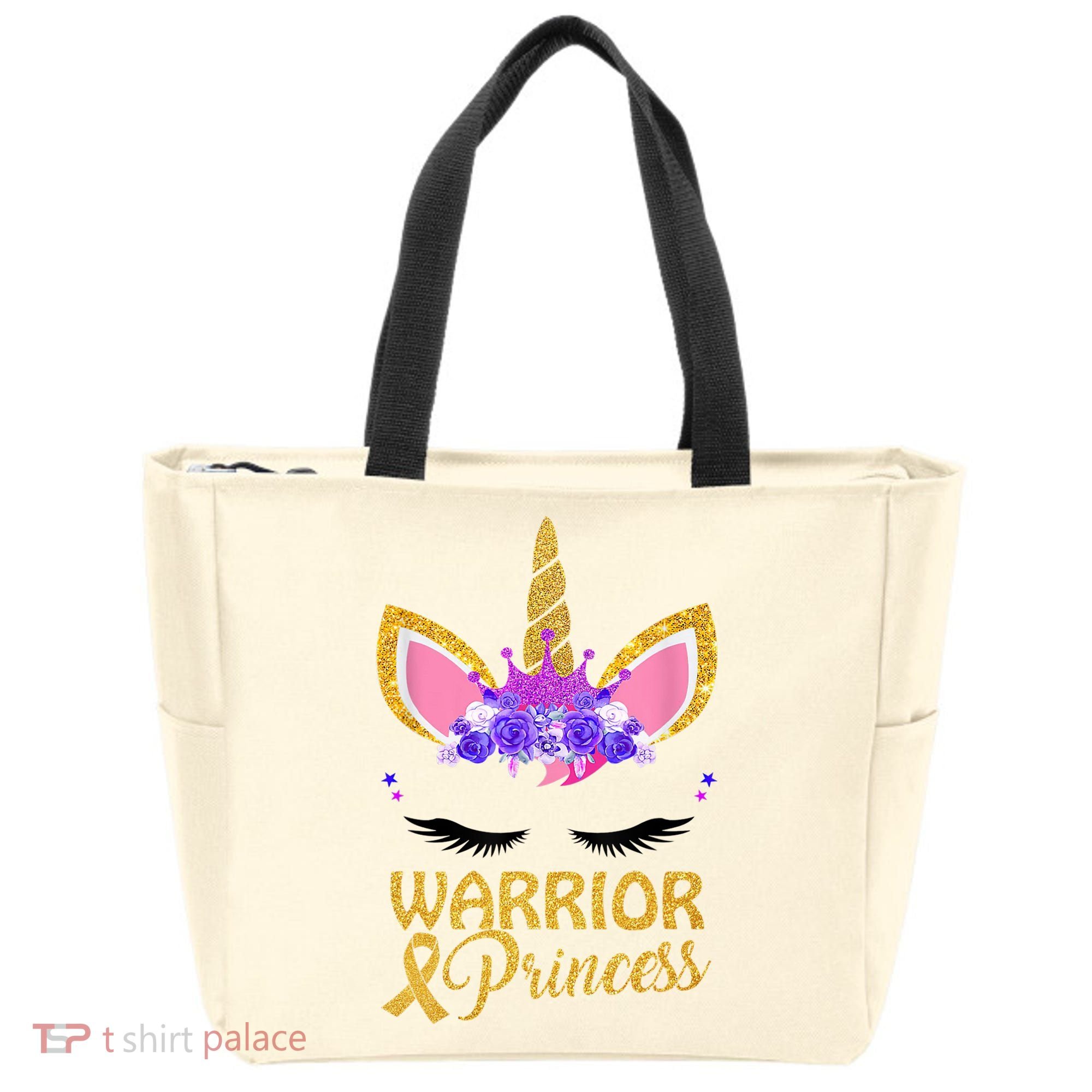 Childhood Cancer Awareness Unicorn Warrior Princess Tote Bag