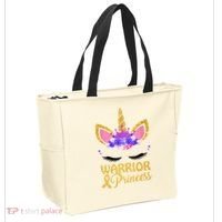 Childhood Cancer Awareness Unicorn Warrior Princess Tote Bag thumb 2
