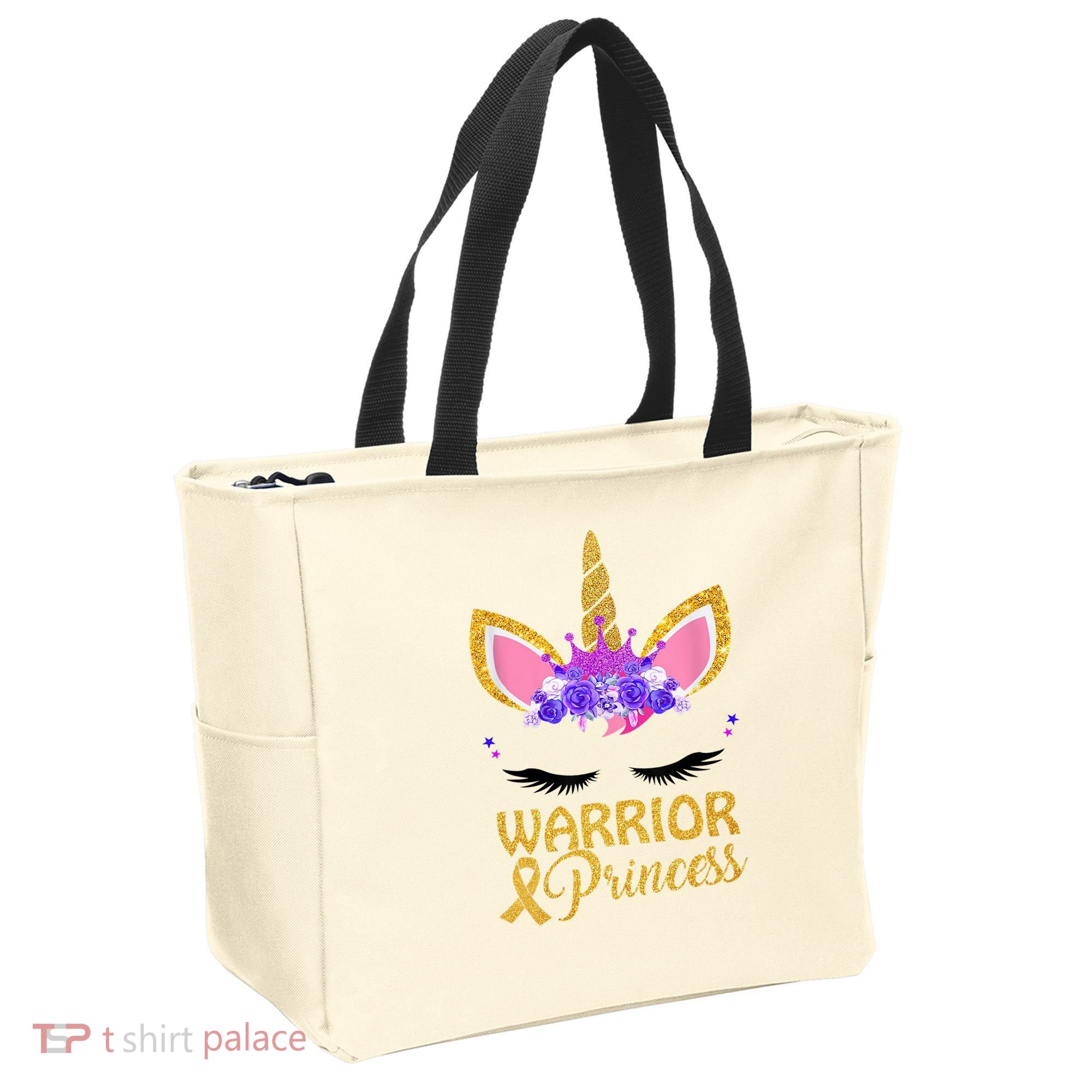 Childhood Cancer Awareness Unicorn Warrior Princess Tote Bag