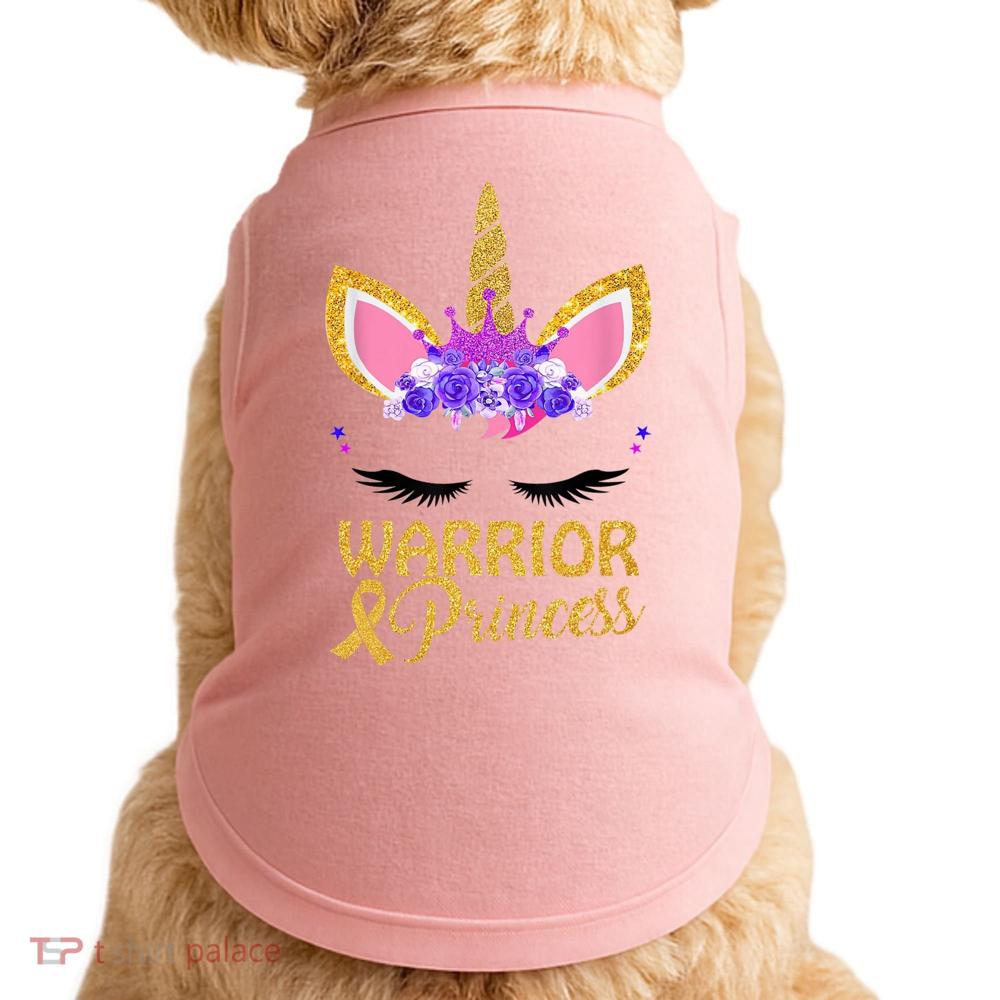 Childhood Cancer Awareness Unicorn Warrior Princess Doggie Tank