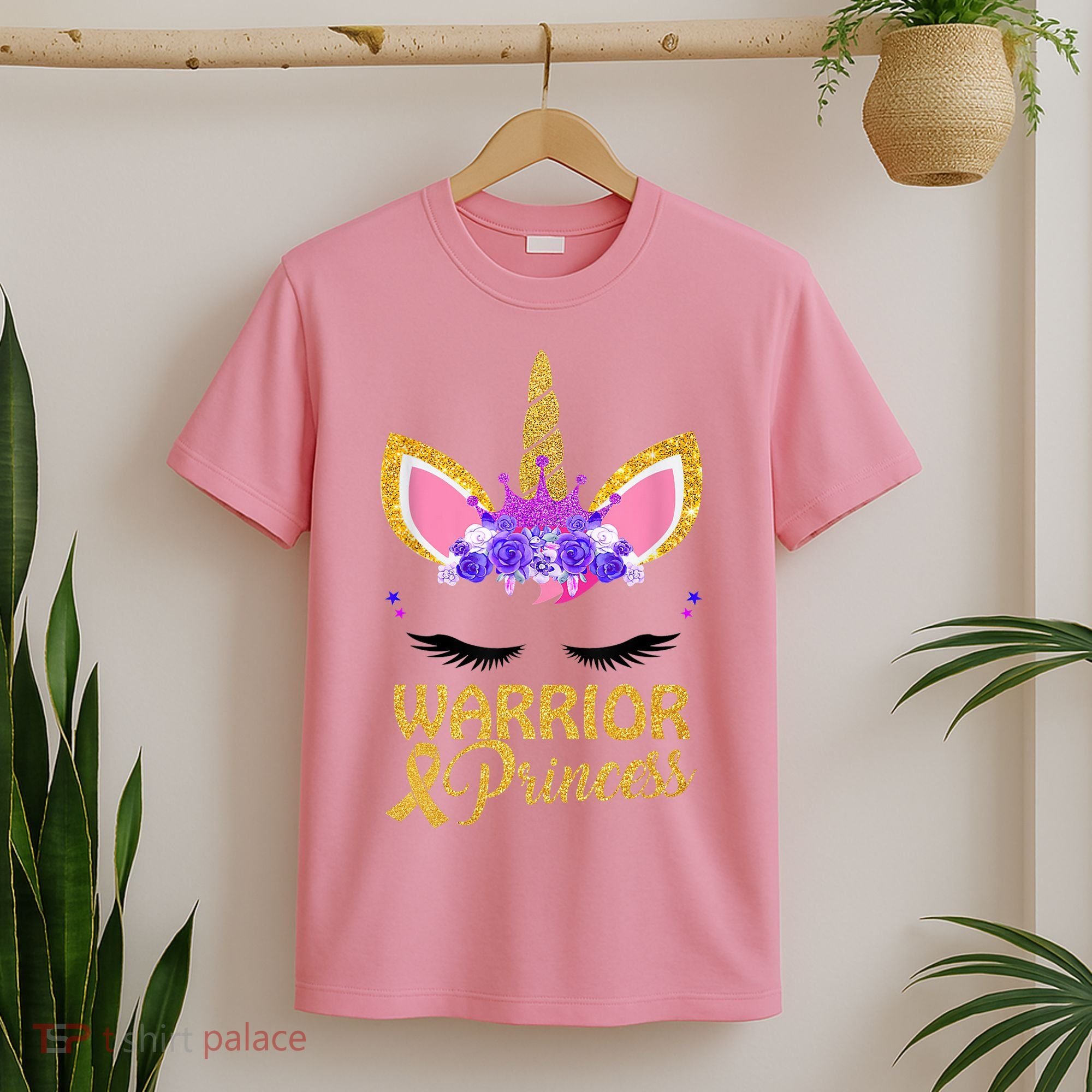Childhood Cancer Awareness Unicorn Warrior Princess T-Shirt