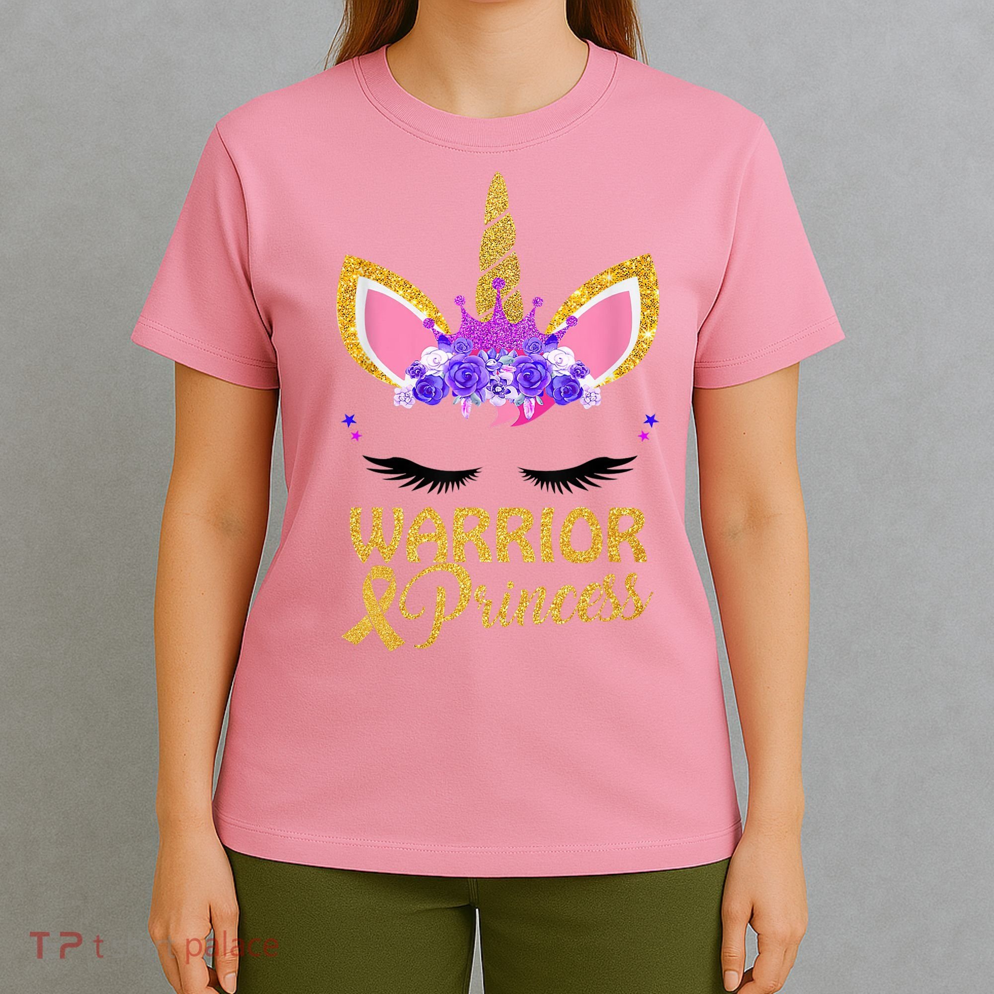 Childhood Cancer Awareness Unicorn Warrior Princess T-Shirt