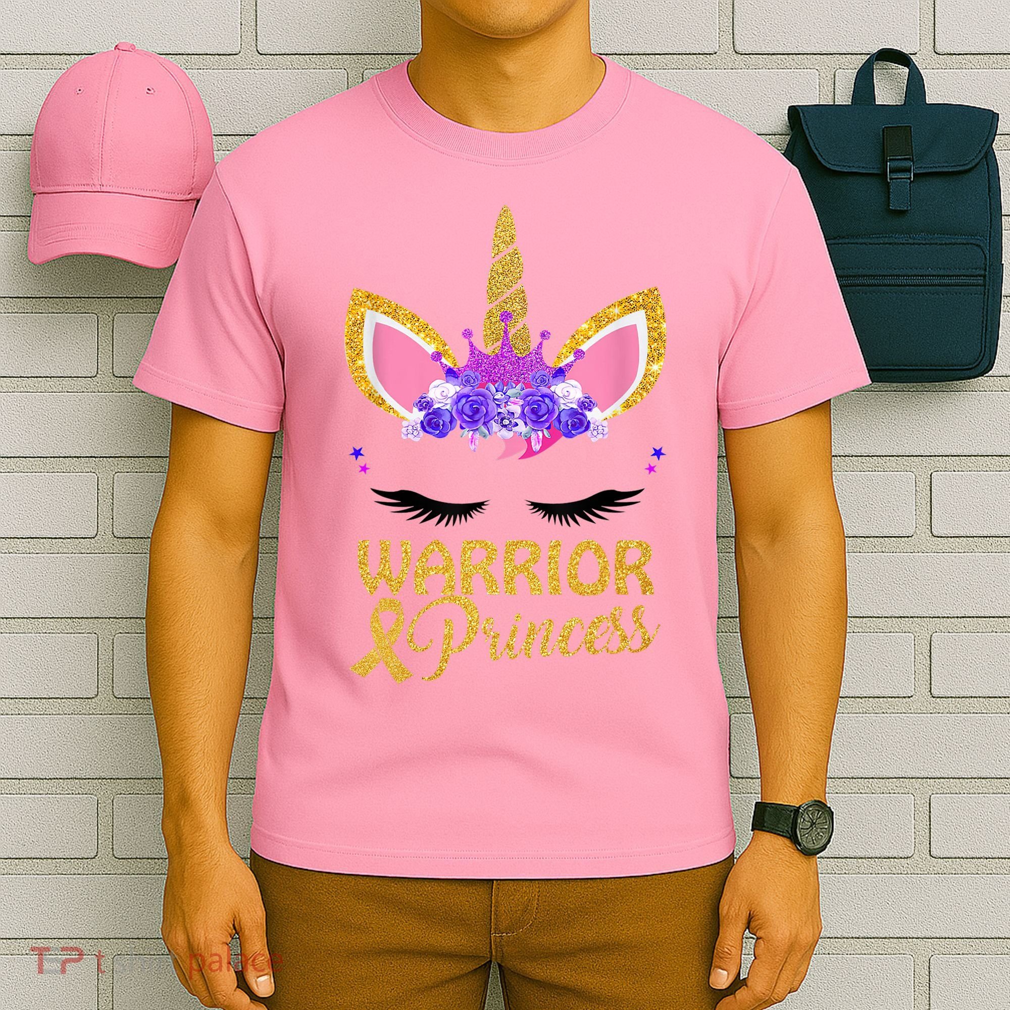 Childhood Cancer Awareness Unicorn Warrior Princess T-Shirt