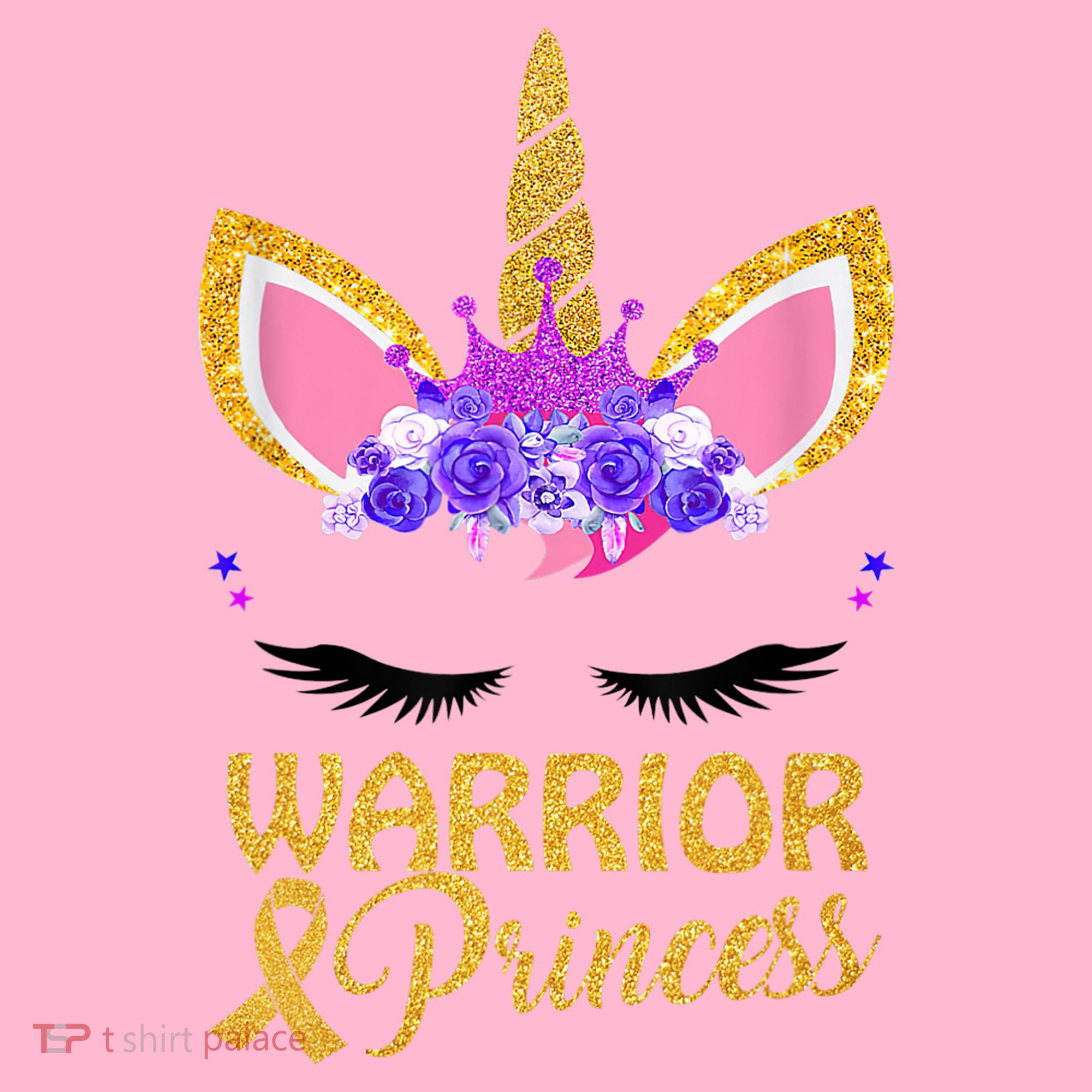 Childhood Cancer Awareness Unicorn Warrior Princess T-Shirt