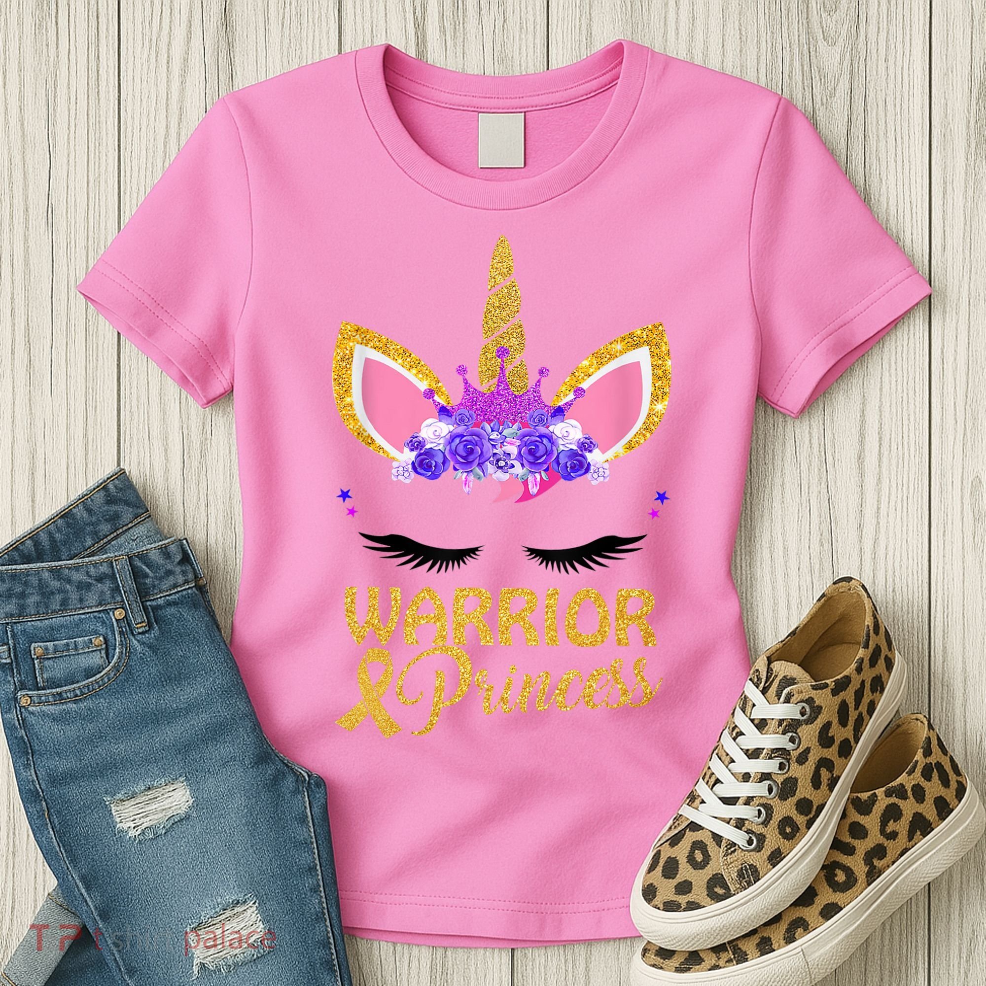 Childhood Cancer Awareness Unicorn Warrior Princess Women's T-Shirt