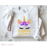 Childhood Cancer Awareness Unicorn Warrior Princess Sweatshirt thumb 2
