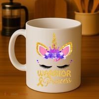 Childhood Cancer Awareness Unicorn Warrior Princess Coffee Mug thumb 4