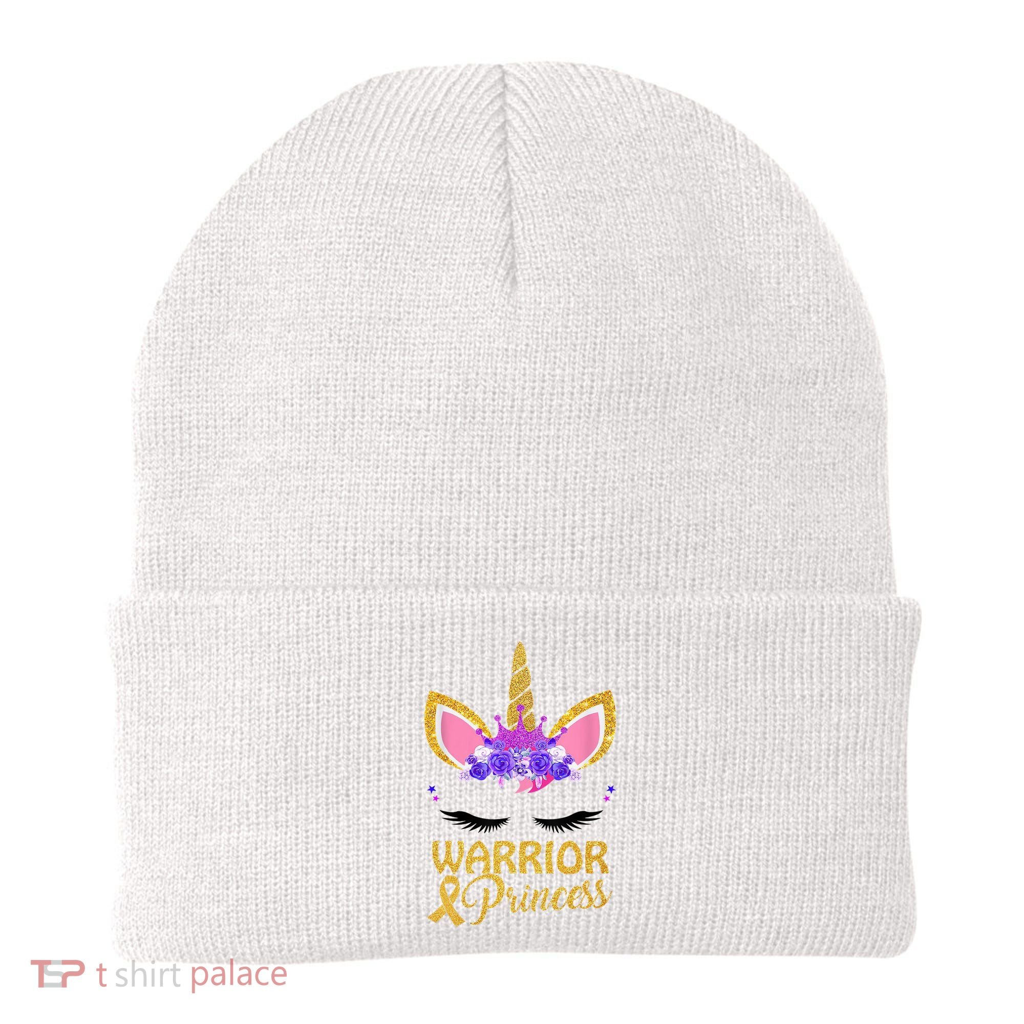 Childhood Cancer Awareness Unicorn Warrior Princess Beanie