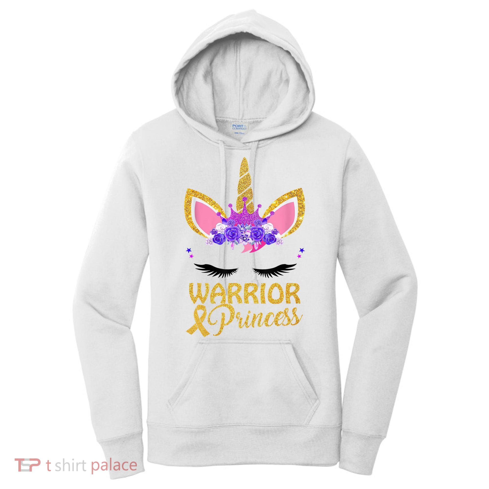 Childhood Cancer Awareness Unicorn Warrior Princess Women's Hoodie