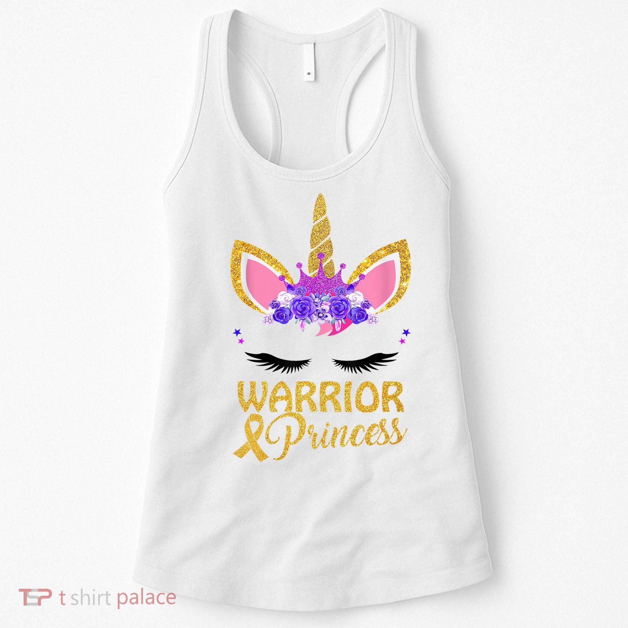 Childhood Cancer Awareness Unicorn Warrior Princess Women's Tank Top