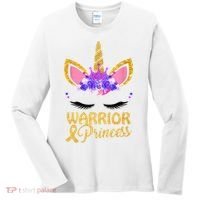 Childhood Cancer Awareness Unicorn Warrior Princess Women's Long Sleeve Shirt thumb 0
