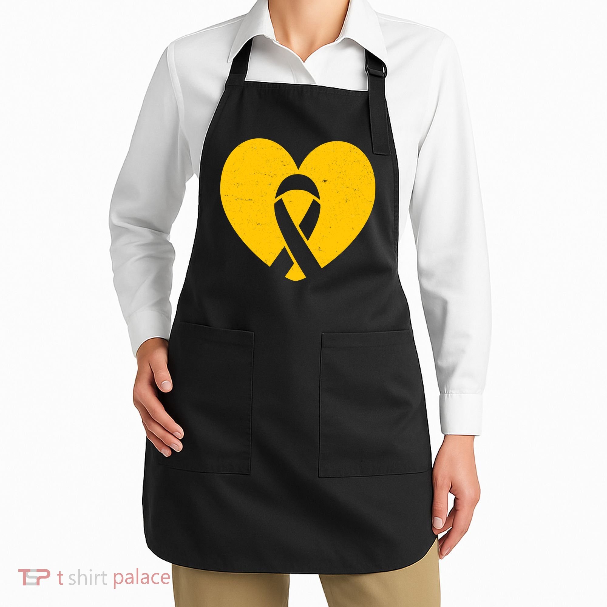 Childhood Cancer Awareness Heart Ribbon Pocket Apron
