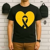 Childhood Cancer Awareness Heart Ribbon Pocket T-Shirt thumb 6