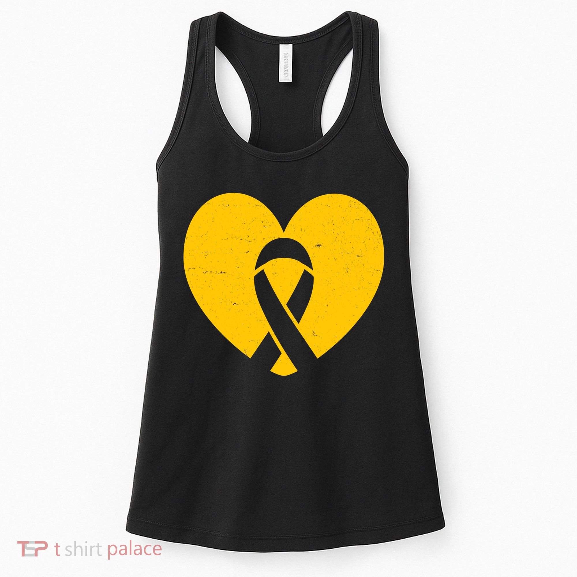 Childhood Cancer Awareness Heart Ribbon Pocket Women's Tank Top