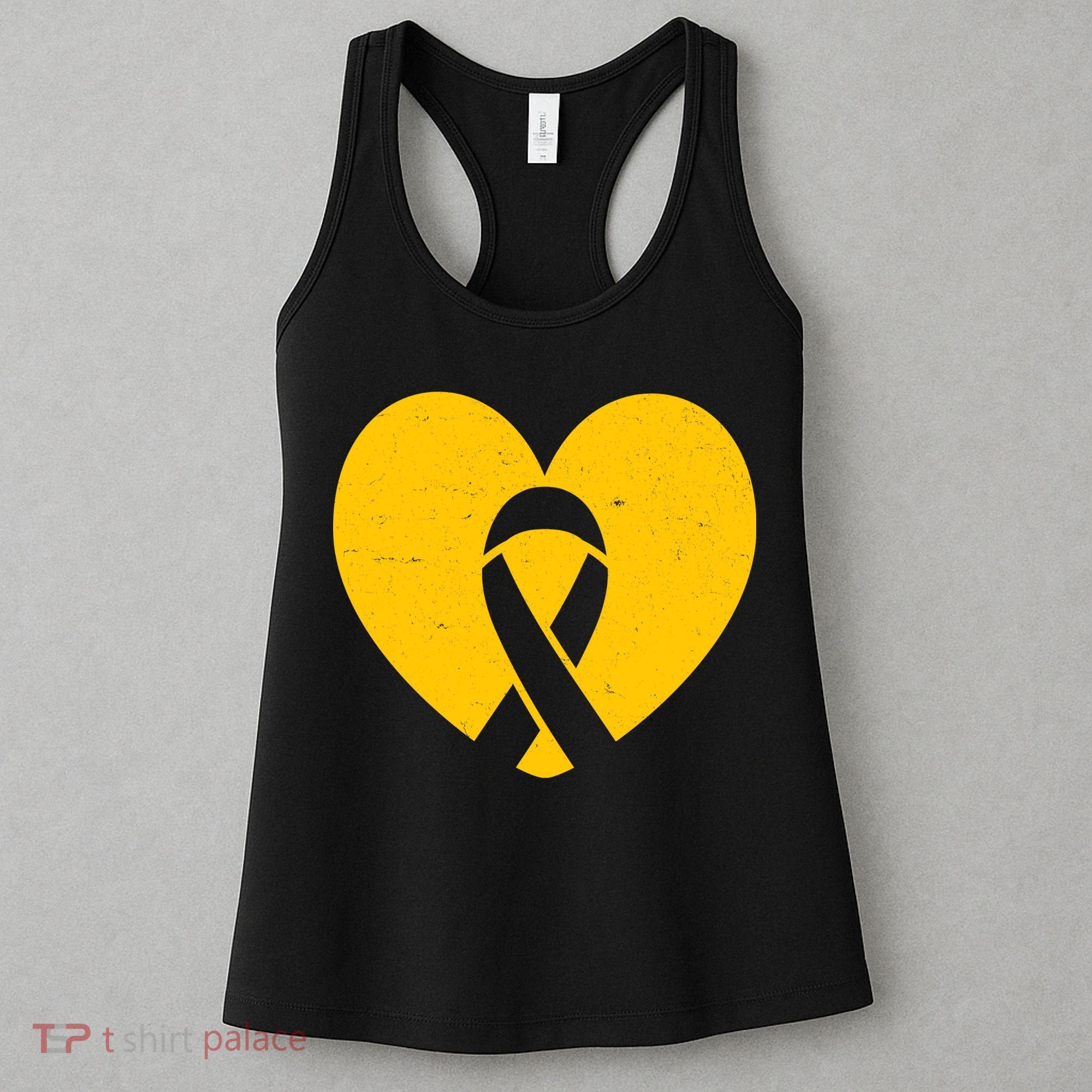 Childhood Cancer Awareness Heart Ribbon Pocket Women's Tank Top