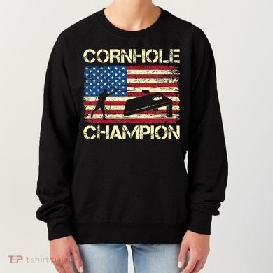 Cornhole Champion American Flag Women's Sweatshirt