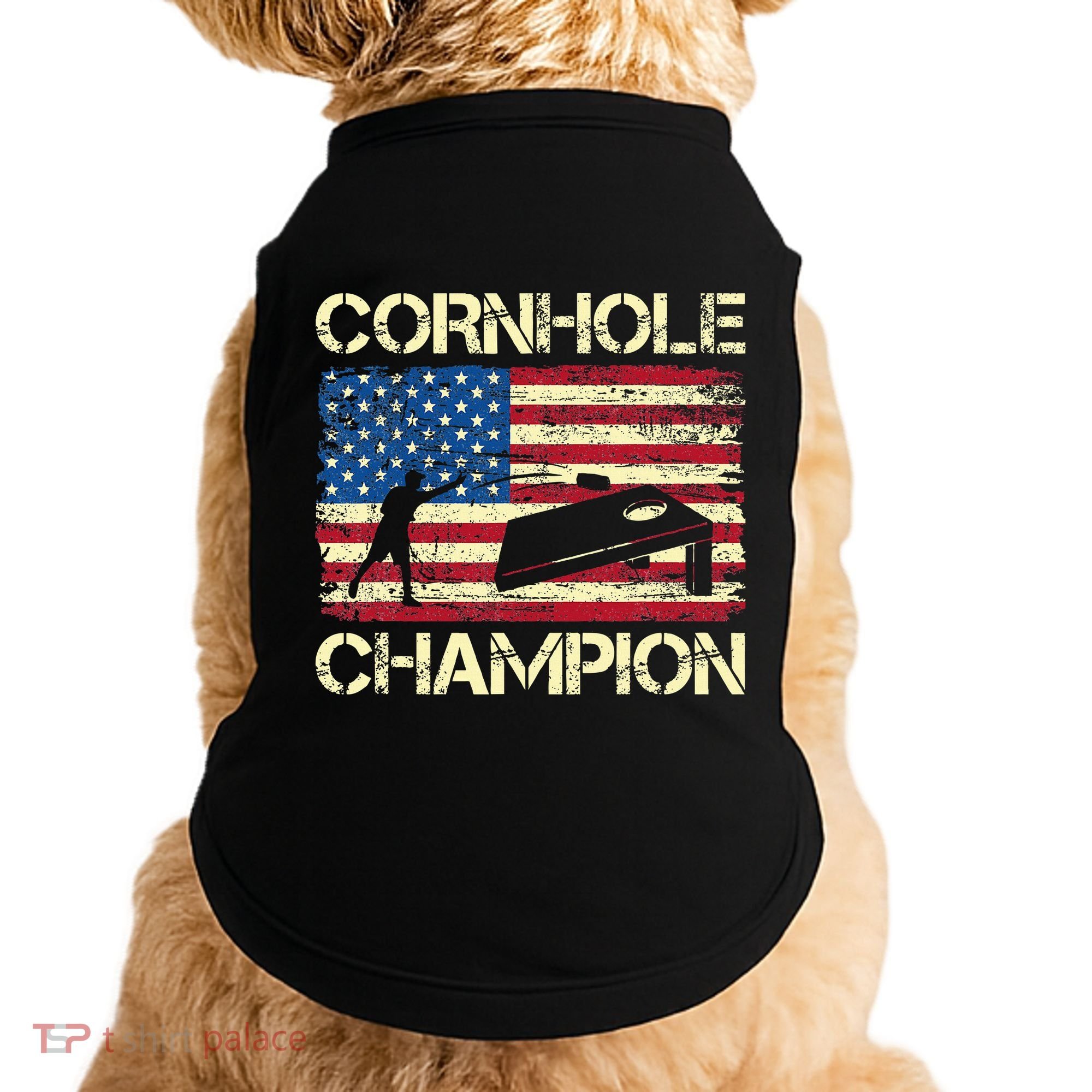 Cornhole Champion American Flag Doggie Tank