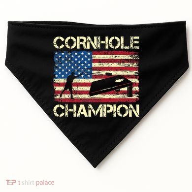 Cornhole Champion American Flag USA-Made Doggie Bandana