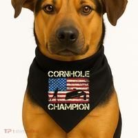 Cornhole Champion American Flag USA-Made Doggie Bandana thumb 1