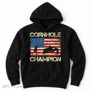 Cornhole Champion American Flag Hoodie