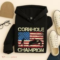 Cornhole Champion American Flag Hoodie thumb 4