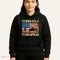 Cornhole Champion American Flag Hoodie thumb 5