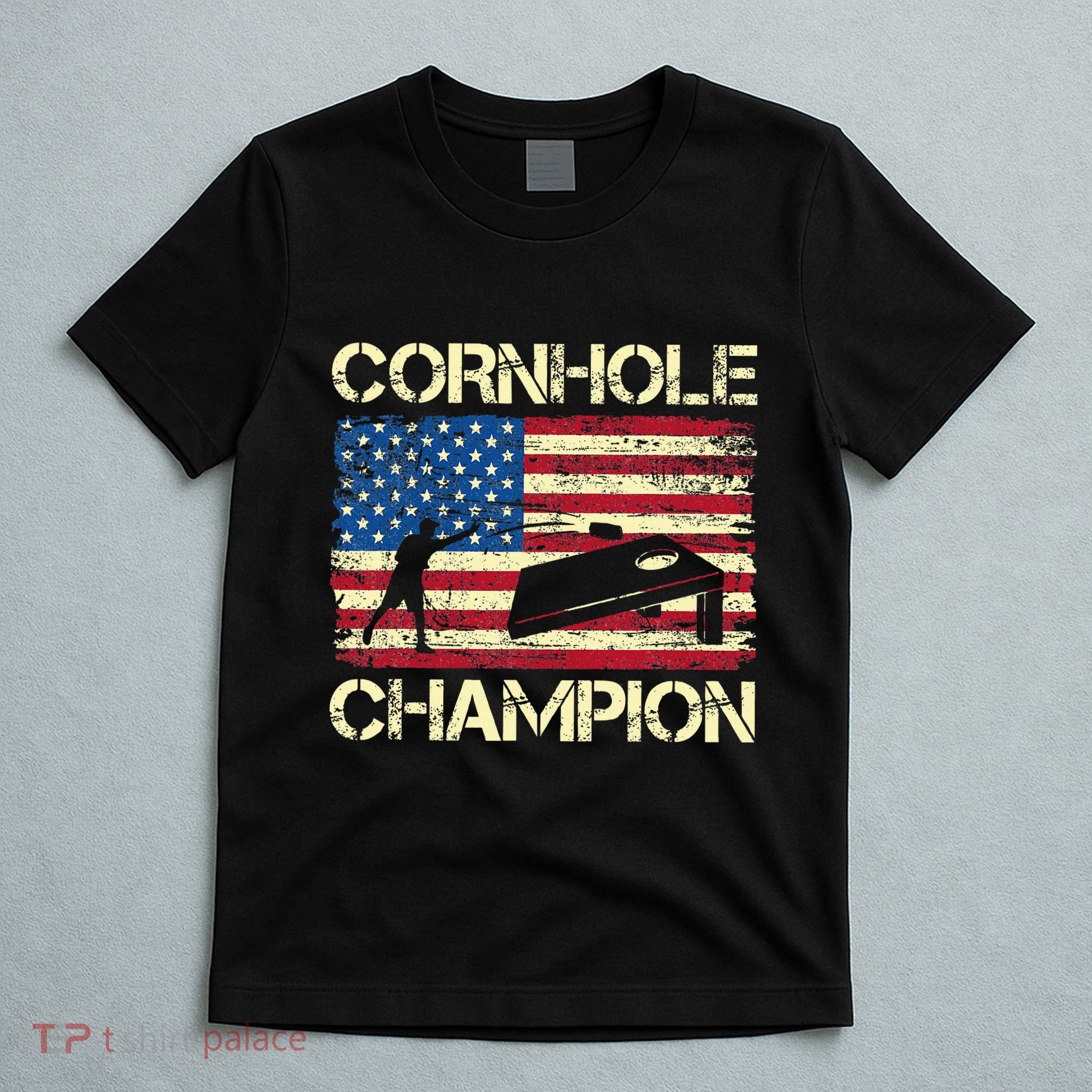 Cornhole Champion American Flag T-Shirt