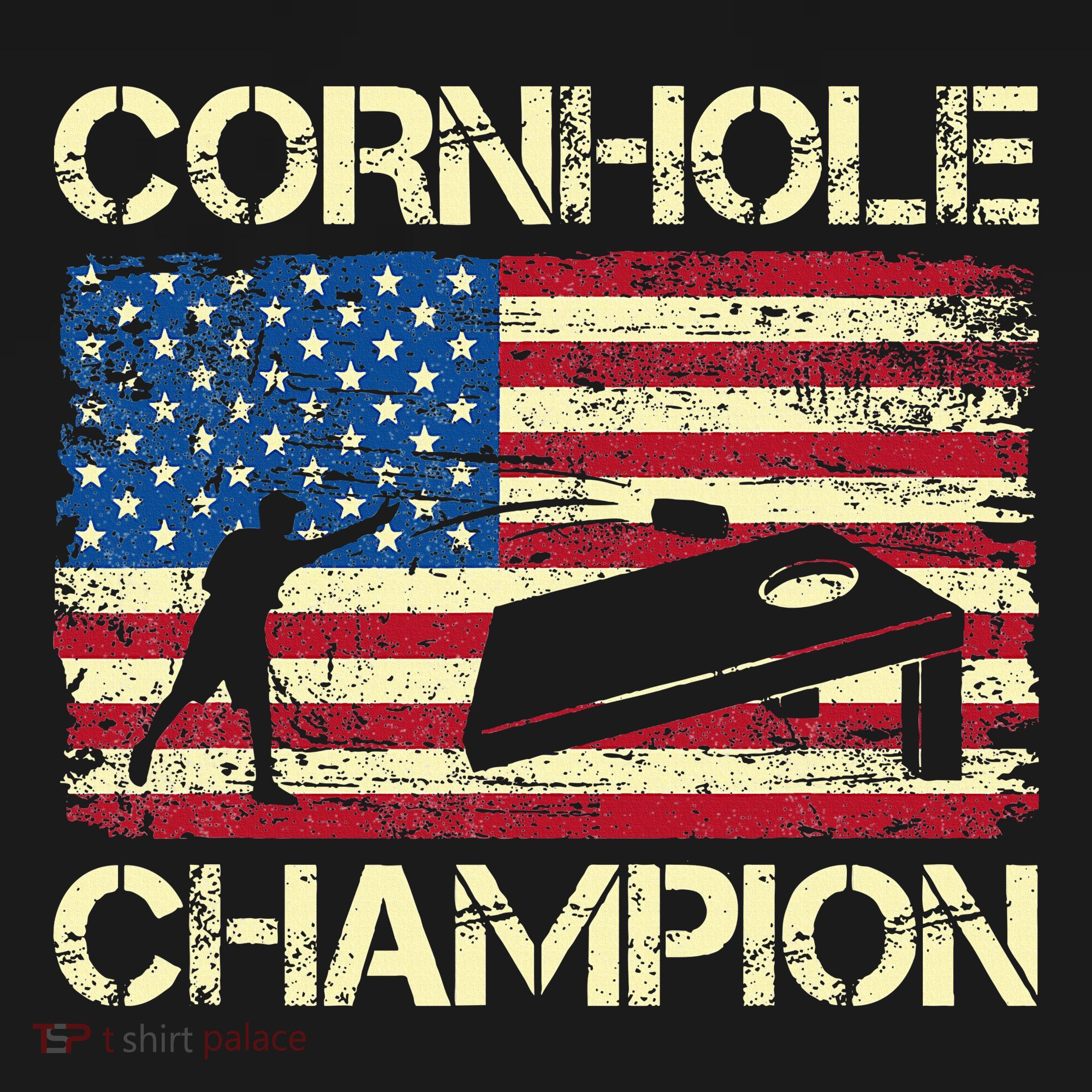 Cornhole Champion American Flag T-Shirt