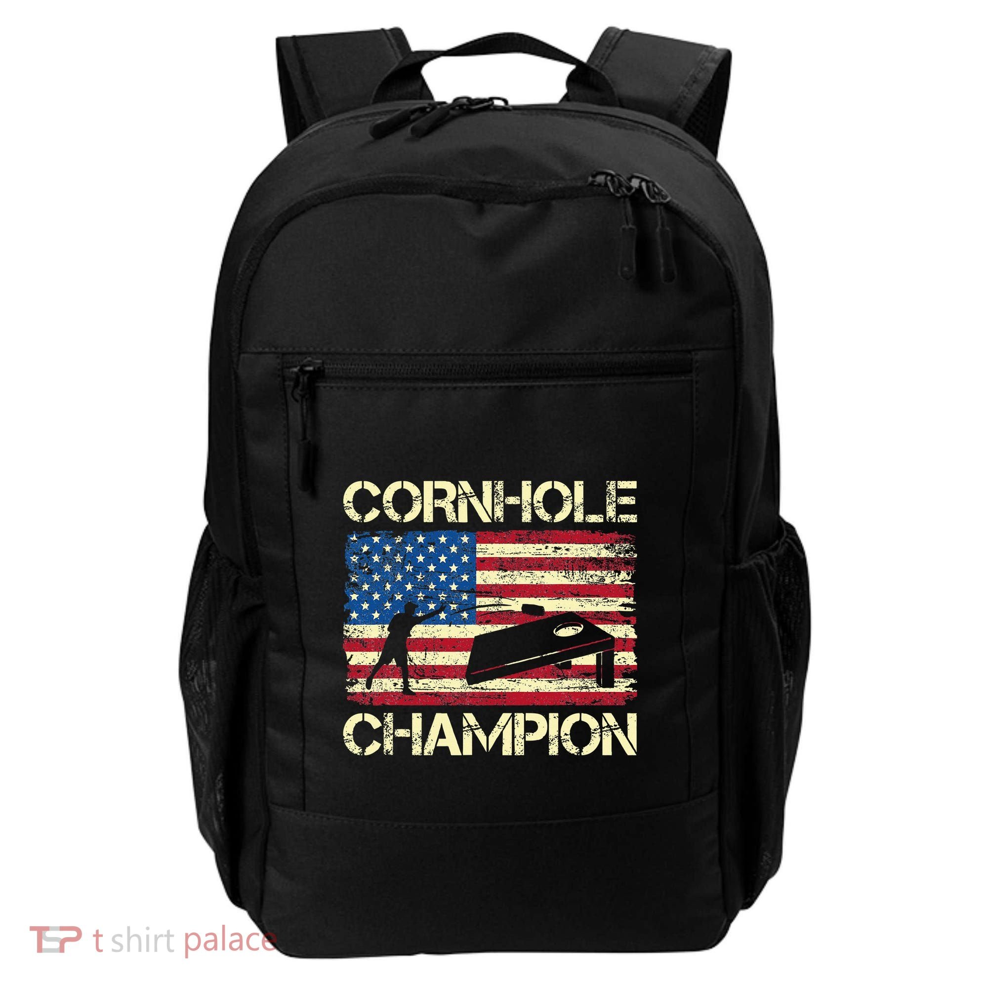 Cornhole Champion American Flag Backpack