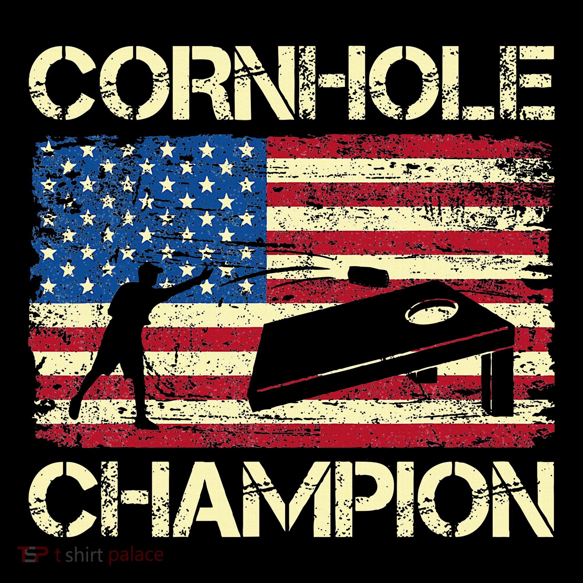 Cornhole Champion American Flag Button