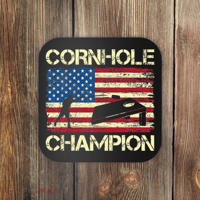 Cornhole Champion American Flag Coaster