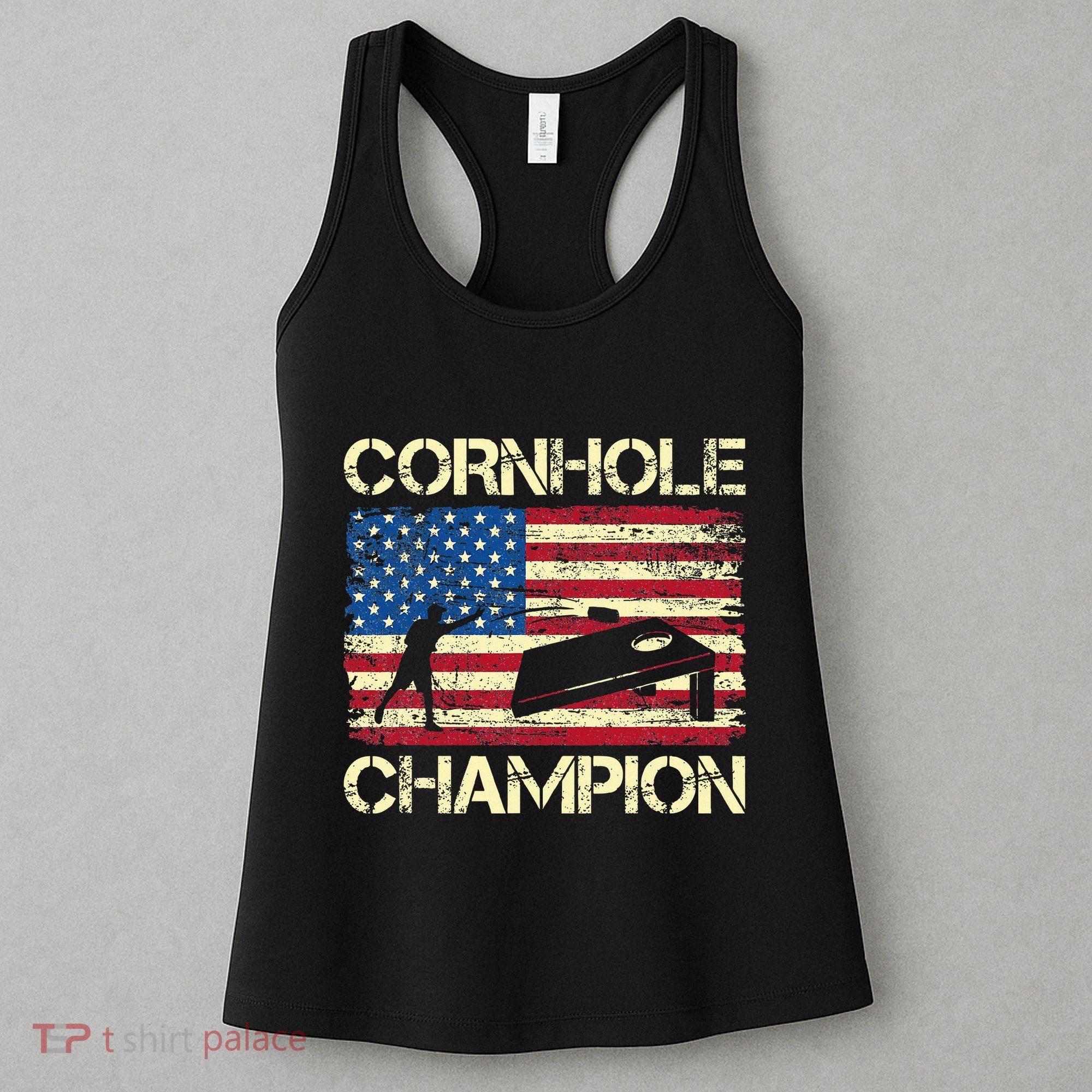 Cornhole Champion American Flag Women's Tank Top