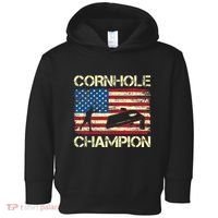 Cornhole Champion American Flag Toddler Hoodie thumb 0