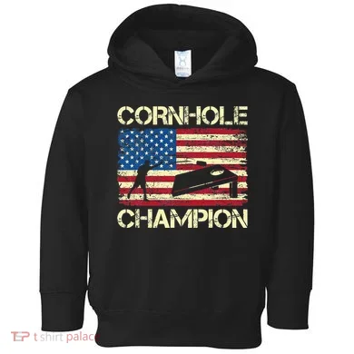 Cornhole Champion American Flag Toddler Hoodie