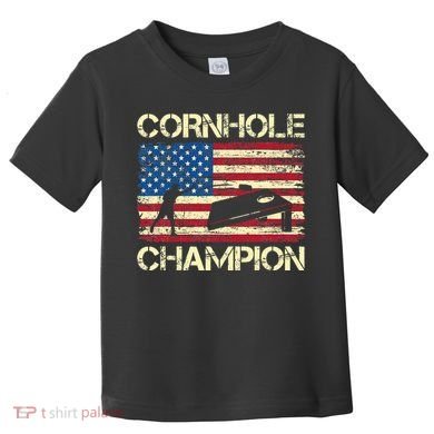 Cornhole Champion American Flag Toddler T-Shirt
