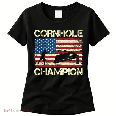 Cornhole Champion American Flag Women's T-Shirt