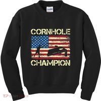 Cornhole Champion American Flag Kids Sweatshirt thumb 0