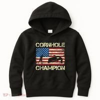 Cornhole Champion American Flag Kids Hoodie thumb 0