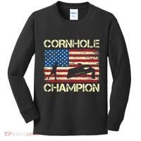 Cornhole Champion American Flag Kids Long Sleeve Shirt thumb 0