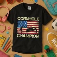 Cornhole Champion American Flag Kids T-Shirt thumb 3