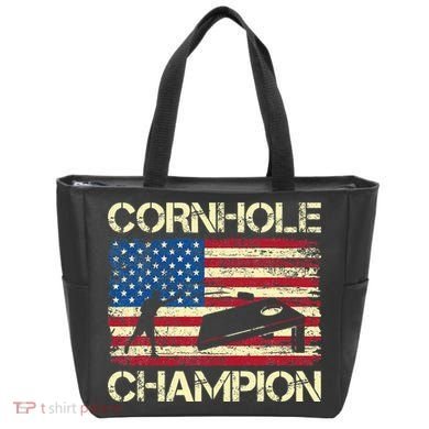 Cornhole Champion American Flag Tote Bag