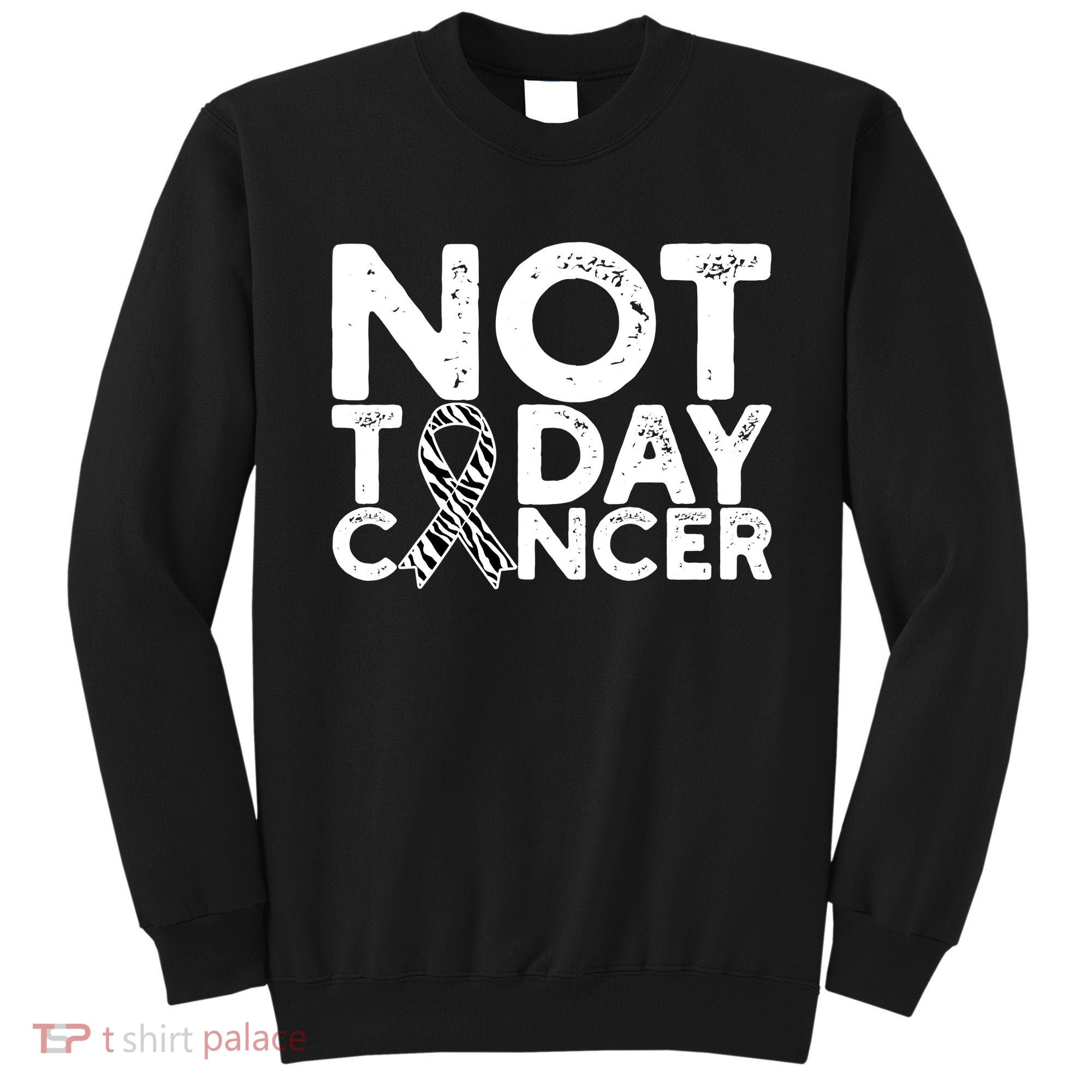 Carcinoid Cancer Awareness Not Today Cancer Zebra Ribbon Sweatshirt