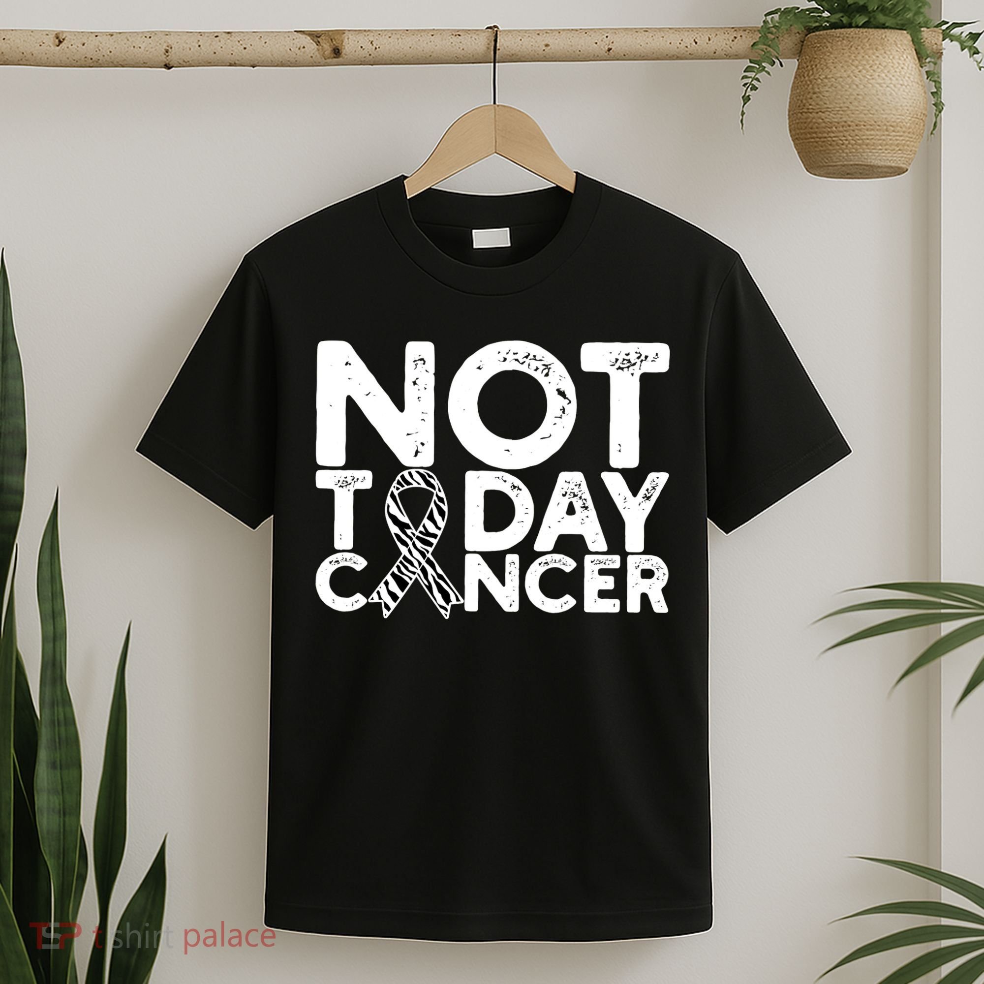 Carcinoid Cancer Awareness Not Today Cancer Zebra Ribbon T-Shirt