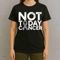 Carcinoid Cancer Awareness Not Today Cancer Zebra Ribbon T-Shirt thumb 4