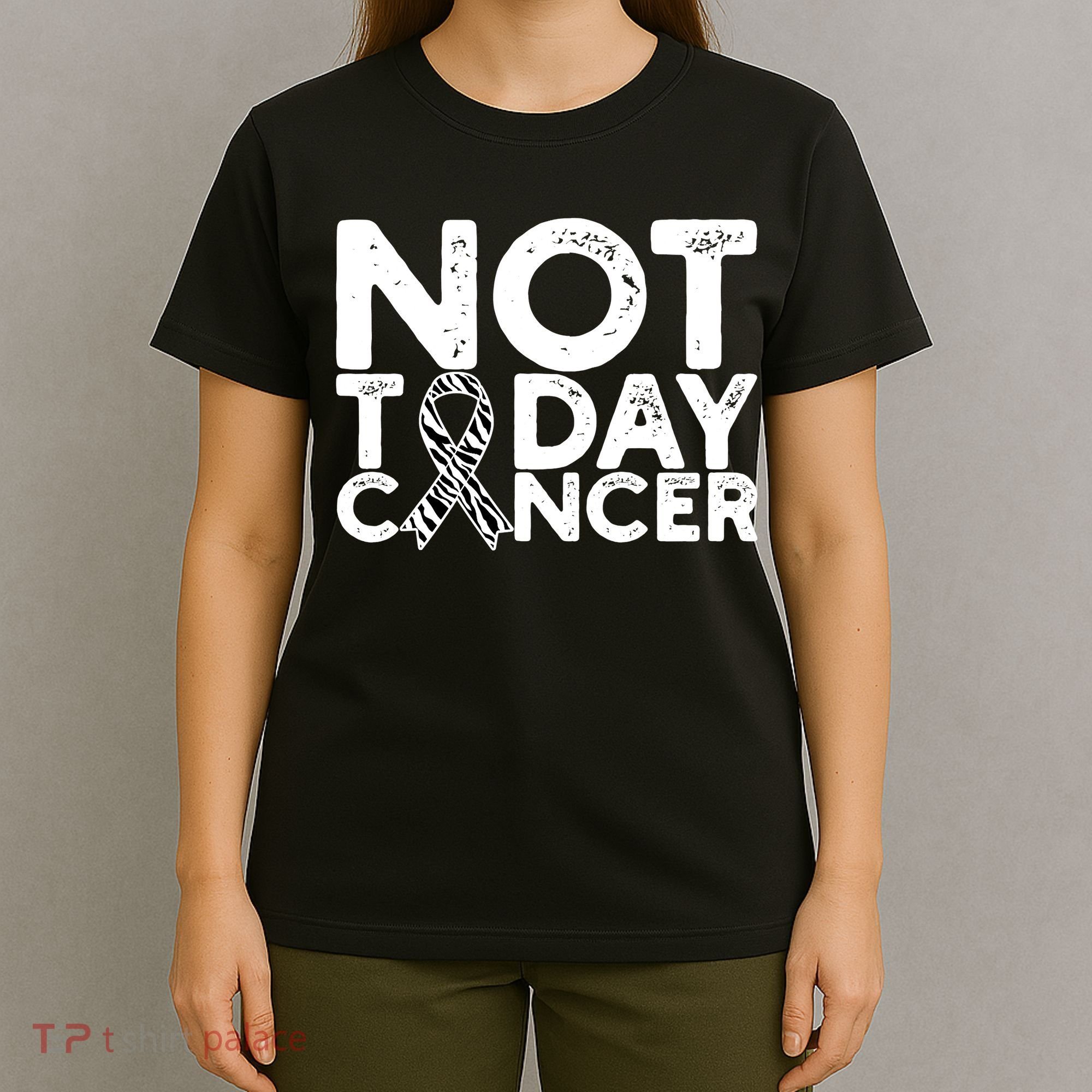 Carcinoid Cancer Awareness Not Today Cancer Zebra Ribbon T-Shirt