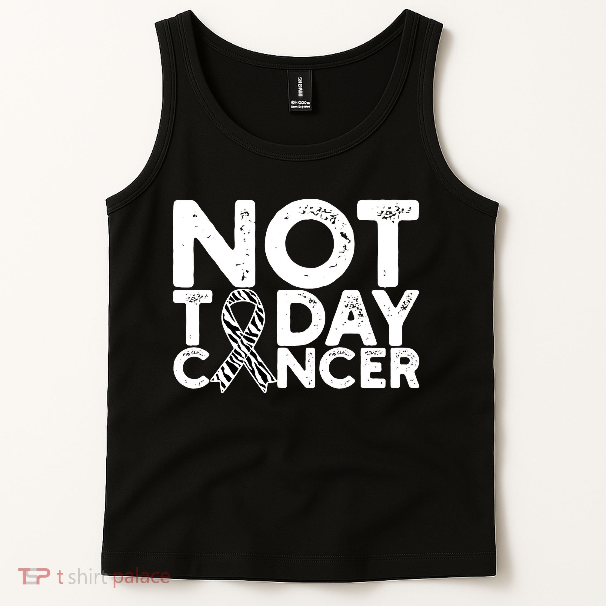 Carcinoid Cancer Awareness Not Today Cancer Zebra Ribbon Tank Top